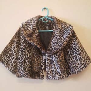 Faux fur cheetah shrug/formal jacket
